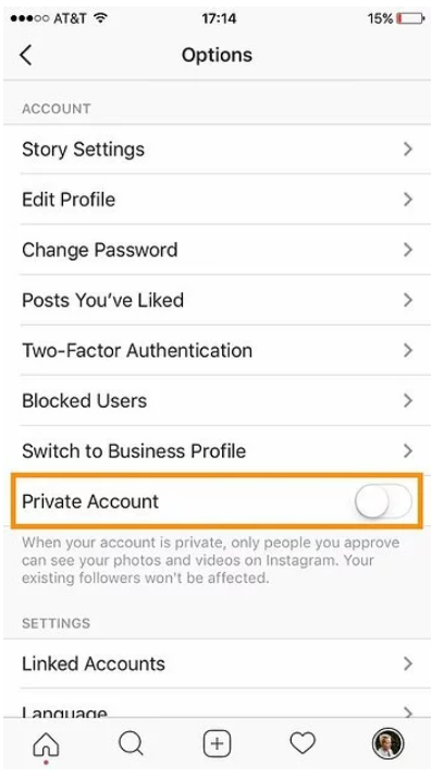 خصوصی کردن حساب کاربری در اینستاگرام