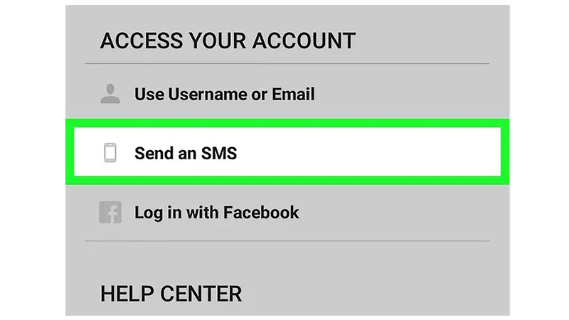 گزینه Send an SMS